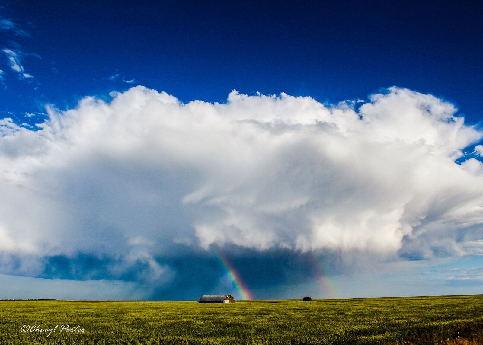 Barn and Storm cloud & rainbows Baca County